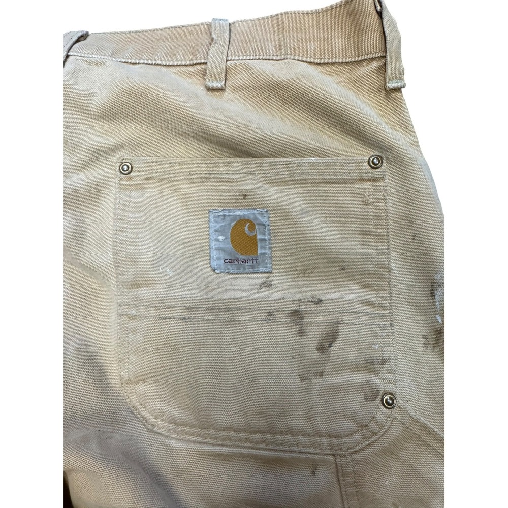 Carhartt Double Knee Work Pants Mens 36x34 Tan Fair Distressed Painter B01 USA - Picture 11 of 12